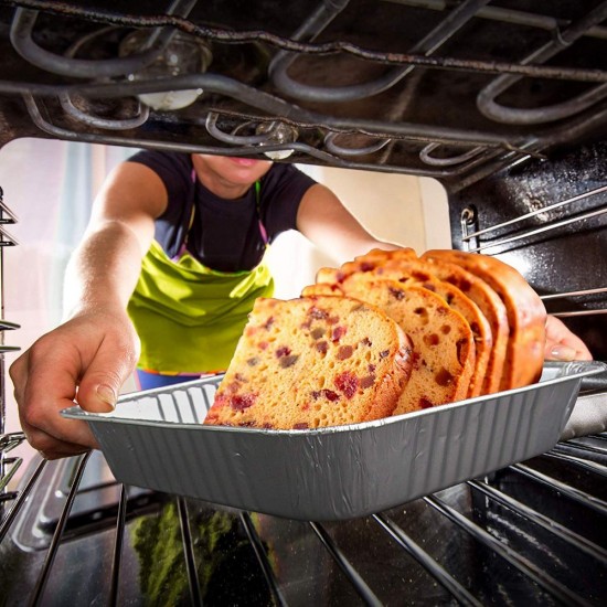 Set 2 Caserole din Aluminiu, 318x270x55 mm pentru 8 Portii, Dreptunghiulare, Caserola pentru Catering, Caserole pentru Fast-Food, Caserole Aluminiu de Unica Folosinta, Tavi Aluminiu Unica Folosinta