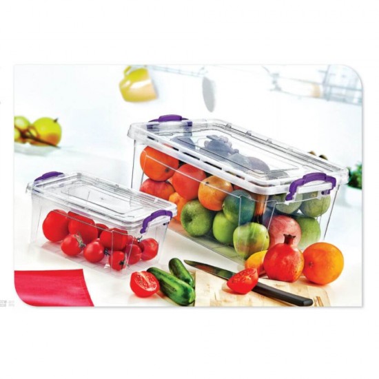 Cutie Depozitare cu Capac, 16.5x25.5x11 cm, 3.5 L, Plastic Transparent, Cutii din Plastic pentru Alimente, Cutie Alimentara din Plastic, Caserole din Plastic pentru Alimente, Cutii Depozitare cu Capac
