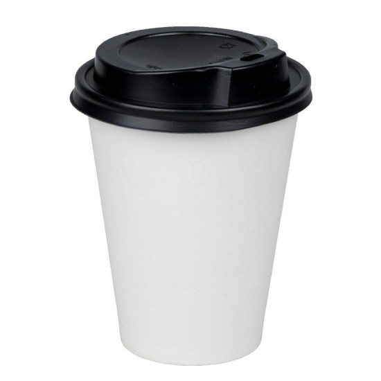 Capace Negre din Plastic, pentru Pahare din Carton 7 OZ, 100 Buc/Bax, Capace din Plastic pentru Pahare, Capace pentru Pahare 7 Oz, Capace din Plastic Negre, Capace Albe din Plastic pentru Pahare