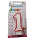 Lumanare Aniversare Cifra 1, Material Parafina, Dimensiune 7 Cm, Culoare Rosu, Lumanari din Parafina, Lumanari Aniversare, Lumanari pentru Tort, Lumanare pentru Zile de Nastere, Lumanare Cifra pentru Tort, Cifre Lumanari pentru Tort