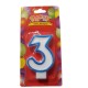 Lumanare Aniversare Cifra 3, Material Parafina, Dimensiune 7 Cm, Culoare Rosu, Lumanari Aniversare, Lumanari pentru Tort, Lumanare pentru Zile de Nastere, Lumanare Cifra pentru Tort, Cifre Lumanari pentru Tort