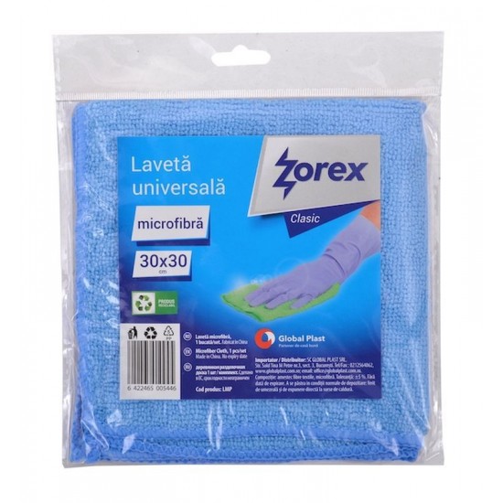 Laveta Universala din Microbifra Zorex Clasic, 30x30 cm, Culoare Albastra, Lavete pentru Curatenie, Lavete Menaj, Lavete pentru Bucatarie, Lavete pentru Vase