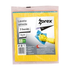 Set 3 Lavete Umede Zorex, Dimensiune 18x20 cm, Multicolor, Lavete Umede pentru Bucatarie, Laveta Umeda, Laveta Umeda pentru Baie, Lavete din Fibra Naturala pentru Uz General, Laveta Superabsorbanta, Laveta Umeda pentru Inox