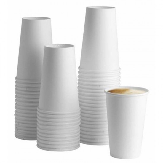 Pahare din Carton, 16 Oz (473 ml), 50 Buc/Set, Culoare Alba, Pahare din Carton Alb, Pahare Albe din Carton, Pahare de Unica Folosinta, Pahare de Unica Folosinta din Carton, Pahare din Carton Albe de Unica Folosinta