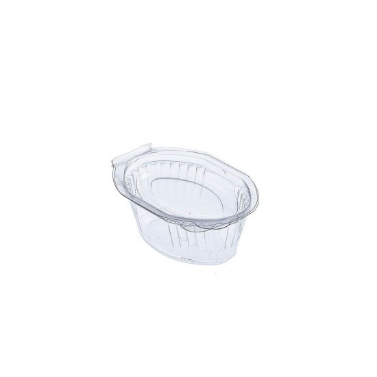 Sosiera cu Capac Atasat din PET, Cantitate 50 ml, 100 Buc/Set, Culoare Transparenta, Sosiere de Unica Folosinta, Sosiere cu Capac din Plastic, Sosiere Mici din Plastic, Sosiere Catering, Sosiera cu Capac, Sosiere din Plastic Unica Folosinta