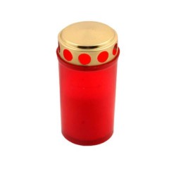 Candela Parafina cu Capac, Timp Ardere 36 h, 116x60 mm, Culoare Rosie, Lumanare Candela, Lumanari si Candele Tip 130, Candele din Parafina, Candele pentru Exterior, Candele pentru Sarbatori, Candele cu Capac, Candela cu Capac Metalic