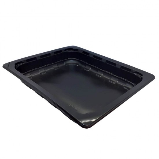 Set 200 Caserole Meniu PP Termosudabila 1 compartiment, Dimensiune 227x178x5 cm, Culoare Neagra, fara Capac, Tavite Negre pentru Alimente, Tavite Plastic pentru Transport Alimente, Set Tavite Negre de Plastic pentru Catering, Caserole Plastic