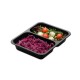 Set 200 Caserole Meniu PP Termosudabila 2 compartimente, Dimensiune 227x178x5 cm, Culoare Neagra, Compartimentate, Polipropilena Neagra, Tavite Compartimentate Alimente, Tavite Plastic pentru Transport Alimente, Set Tavite Negre