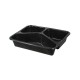 Set 200 Caserole Meniu PP Termosudabila 3 compartimente, Dimensiune 227x178x5 cm, Culoare Neagra, Tricompartimentate, Polipropilena Neagra, Tavite Compartimentate Alimente, Tavite Plastic pentru Transport Alimente, Set Tavite Negre de Plastic