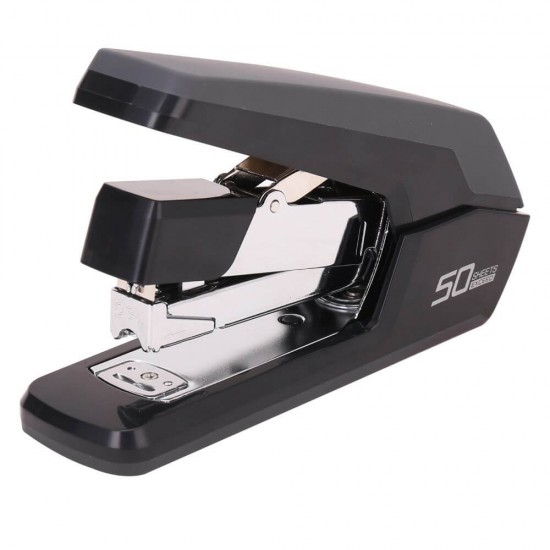 Capsator Deli Exceed Effortless, 50 Coli, Capse 24/6, 26/6, Corp Metalic Negru, Capsatoare Metalice Manuale, Capsator Manual de Hartie, Capsatoare Metalice Deli pentru Birou, Capsatoare 50 Coli, Capsatoare pentru Hartie, Capsator pentru Birou