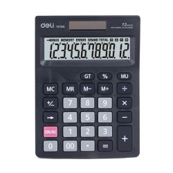 Calculator de Birou Deli Smart, 12 Digits, 205x132x35 mm, Alimentare Duala, Corp din Plastic Negru, Calculatoare Birou, Calculator 12 Digits, Calculator 12 DG de Buzunar, Calculator de Birou Deli, Calculatoare Buzunar, Calculator Portabil