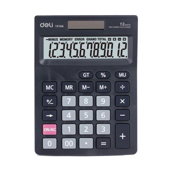 Calculator de Birou Deli Smart, 12 Digits, 205x132x35 mm, Alimentare Duala, Corp din Plastic Negru, Calculatoare Birou, Calculator 12 Digits, Calculator 12 DG de Buzunar, Calculator de Birou Deli, Calculatoare Buzunar, Calculator Portabil