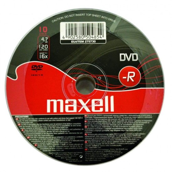 Set 10 DVD-R Inscriptibil Maxell, Capacitate 4.7 GB, Viteza 16x, DVD+R Maxell, DVD-R Printabil, DVD-R 16x4.7 GB, Maxell DVD-R 16x4.7 GB la Set, DVD-R Inregistrare Jocuri si Muzica