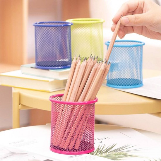 Suport Birou Cilindric Deli Vivid, 91x98 mm, Plasa Metalica Rosie, Suport pentru Pixuri, Suport pentru Pensule, Suport pentru Creioane, Suport pentru Markere, Suport Pixuri Birou, Organizator Pixuri, Organizator Instrumente de Scris Birou