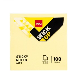 Notite Adezive, Deli Stick Up, 76x76 mm, Galben Pal, 100 Buc/Pachet, Notite Hartie cu Adeziv, Sticky Notite, Cuburi Hartie, Articole pentru Birou
