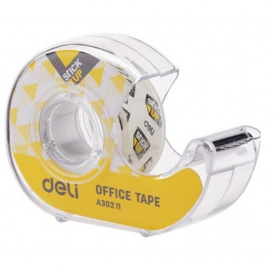 Banda Adeziva cu Dispenser, Deli Stick Up, 18mm x 7.62m, 1 Buc, Scotch Transparent cu Dispenser, Dispenser cu Banda Adeziva, Banda Adeziva Transparenta, Banda Adeziva Birou cu Dispenser, Scotch