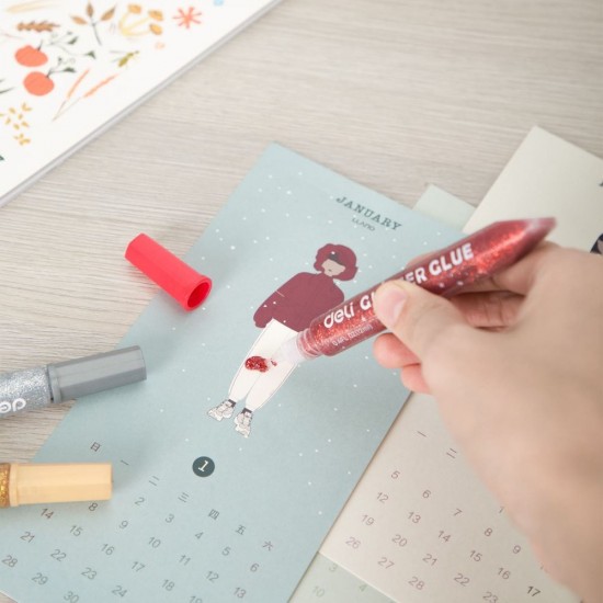 Lipici cu Sclipici, Deli Stick Up Classic 12 ml, 6 Buc/Set, Diverse Culori, pentru Decorat, Lipici cu Uscare Rapida, Lipici pentru Decorat, Lipici Lichid Decorat, Lipici Decorat Deli, Lipici cu Sclipici