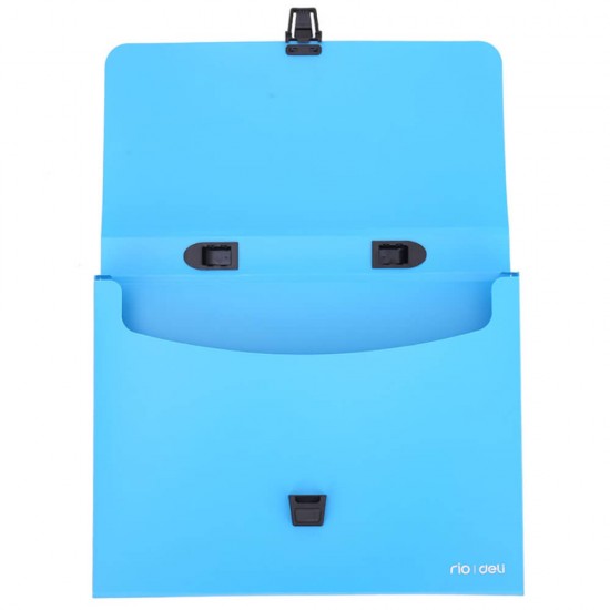 Servieta din Plastic Deli, Albastra, Cu Inchidere, Maner de Plastic, Servieta, Servienta pentru Documente, Servieta Documente, Servieta fara Compartimente, Mapa fara Compartimente, Mapa pentru Documente