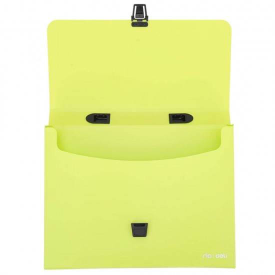 Servieta din Plastic Deli, Verde, Cu Inchidere, Maner de Plastic, Servieta, Servienta pentru Documente, Servieta Documente, Servieta fara Compartimente, Mapa fara Compartimente, Mapa pentru Documente