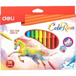 Set 18 Carioci Diverse Culori, Deli ColoRun, 1 mm Varf, Carioci Diverse Culori Deli,  Set de Carioci, Rechizite Scolare, Carioci cu Varf Subtire, Carioci Diverse Culori, Carioci pentru Gradinita, Carioci pentru Copii, Carioci pentru Scoala