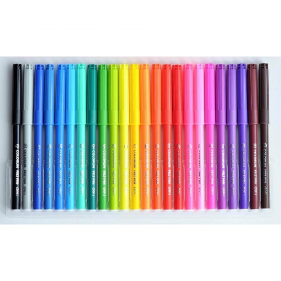 Set 24 Carioci Diverse Culori, Deli ColoRun, Lavabile, 1 mm Varf, Carioci Diverse Culori Deli,  Set de Carioci, Rechizite Scolare, Carioci cu Varf Subtire, Gama Deli ColoRun,  Carioci Diverse Culori, Carioci pentru Gradinita