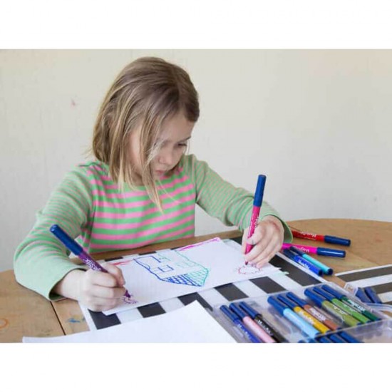 Set de 24 Carioci cu Varf Dublu Fin/Pensula, Deli Color Emotion, Culori Lavabile, Multicolore, Set de Carioci Multicolore Deli, Carioci Deli cu Varf Dublu, Set de 24 Carioci Deli, Carioci in Carcasa