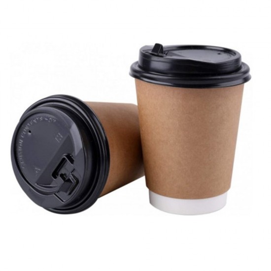 Capace Negre din Plastic, Dimensiune 4 Oz, 100 Buc/Bax, Capace pentru Pahare de Carton, Capace pentru Bauturi Calde