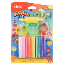 Plastelina cu Forme Deli, 8 Buc/Set, 8 Culori, Plastilina, Plastilina Non-Toxica, Plastilina pentru Copii, Plastelina Colorata, Plastelina Multicolor, Plastelina Multicolora, Plastelina Copii, Plastelina cu Forma, Plastelina cu Forme