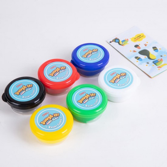 Plastelina la Borcan Deli, 6 Buc/Set, Plastilina, Plastilina Non-Toxica, Plastilina pentru Copii, Plastelina Colorata, Plastelina Multicolor, Plastelina Multicolora, Plastelina Copii, Plastelina cu Forma, Plastelina cu Forme, Plastelina la Borcan