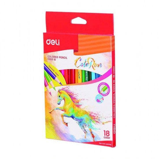 Set 18 Creioane Color DELI ColoRun, Corp Triunghiular, Set Creioane Colorate, Creioane Colorate, Creioane pentru Desen, Creioane Colorate pentru Scolari, Creioane de Colorat, Creioane Pastel, Rechizite Scolare