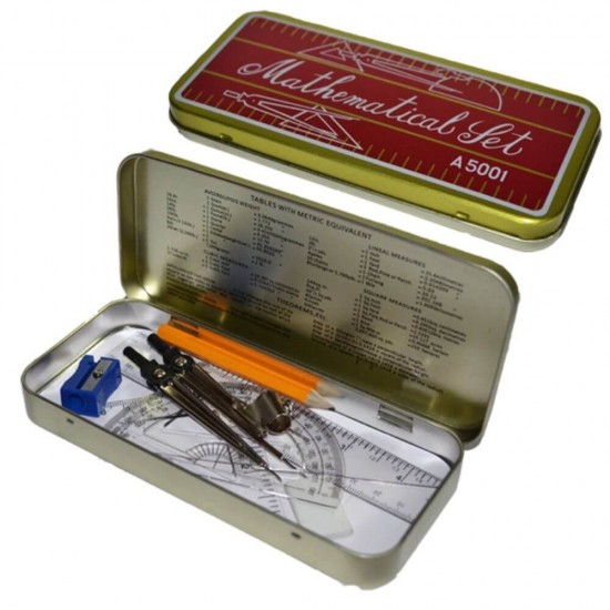 Trusa Geometrica Metalica EVOFFICE, 9 Piese, Instrumente Geometrice, Trusa Geometrie, Trusa Instrumente Geometrice, Instrumente de Geometrie, Rechizite Scolare, Truse Geometrie, Truse Piese Geometrie