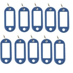 Set 10 Brelocuri Chei cu Eticheta EVOFFICE, 50x22 mm, Albastre, Breloc pentru Chei, Brelocuri cu Eticheta pentru Chei, Set Brelocuri Chei cu Eticheta, Brelocuri Chei cu Suport pentru Eticheta, Brelocuri cu Eticheta pentru Hotel