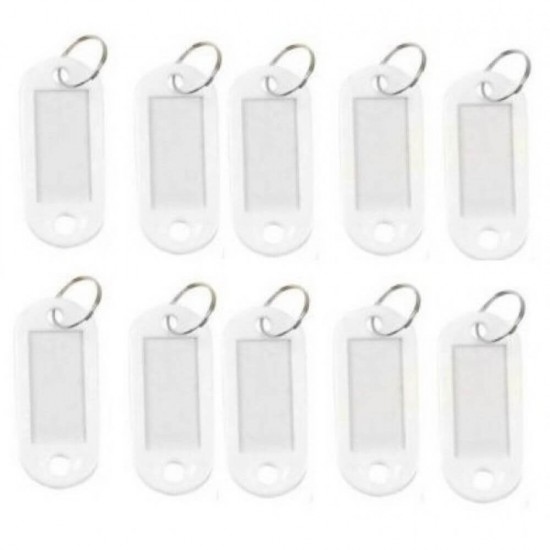 Set 10 Brelocuri Chei cu Eticheta EVOFFICE, 50x22 mm, Albe, Breloc pentru Chei, Brelocuri cu Eticheta pentru Chei, Set Brelocuri Chei cu Eticheta, Brelocuri Chei cu Suport pentru Eticheta, Brelocuri cu Eticheta pentru Hotel