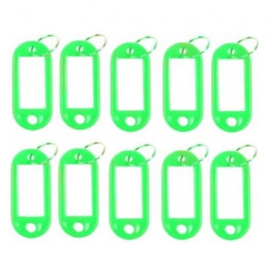 Set 10 Brelocuri Chei cu Eticheta EVOFFICE, 50x22 mm, Verzi, Breloc pentru Chei, Brelocuri cu Eticheta pentru Chei, Set Brelocuri Chei cu Eticheta, Brelocuri Chei cu Suport pentru Eticheta, Brelocuri cu Eticheta pentru Hotel