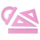 Set 4 Piese de Geometrie Deli, Roz, Trusa Geometrie, Trusa Geometrie din Plastic, Trusa Geometrie Deli, Set Geometrie, Set Geometrie Deli, Set Geometrie din Plastic, Trusa Geometrie de Calitate