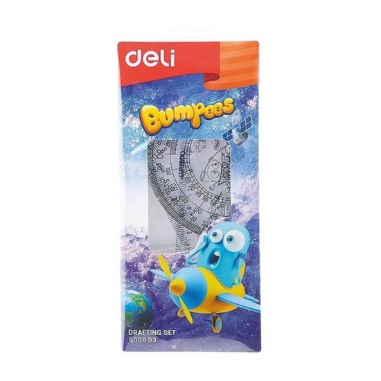 Set Geometrie, Deli, 4 Piese, Rechizite Scolare, Accesorii pentru Scoala, Deli Set pentru Geometrie, Liniare pentru Scoala