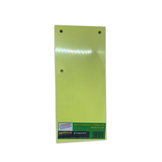 Separator din Carton, 10.5x5x24 cm, 100 File/Set, Galben, Separatoare pentru Dosar, Separatoare Bibliorafturi, Despartitoare din Carton