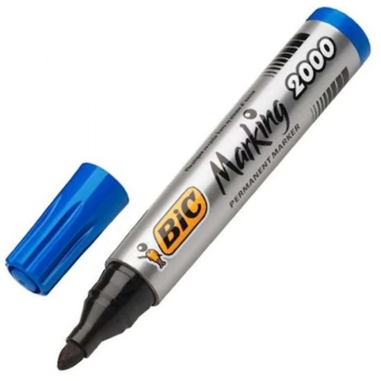 Marker Permanent BIC 2000, Varf Rotund de 1.7 mm, Cerneala Albastra pe Baza de Alcool, Markere Permanente cu Varf Rotund, Marker Permanent Albastru, Marker Permanent cu Cerneala Albastra, Marker Permanent, Marker Permanent cu Cerneala Albastra
