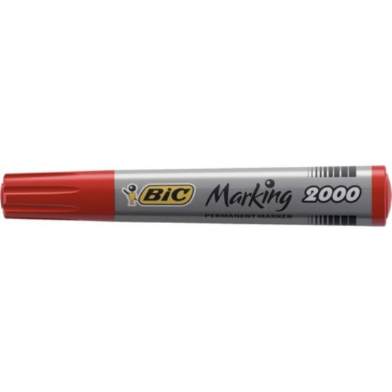 Marker Permanent BIC 2000, Varf Rotund de 1.7 mm, Cerneala Rosie pe Baza de Alcool, Markere Permanente cu Varf Rotund, Marker Permanent Rosu, Marker Permanent cu Cerneala Rosie, Marker Permanent, Marker Permanent cu Cerneala Rosie
