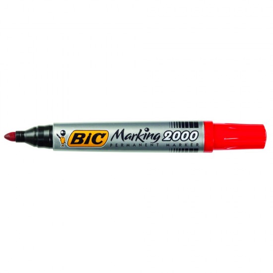 Marker Permanent BIC 2000, Varf Rotund de 1.7 mm, Cerneala Rosie pe Baza de Alcool, Markere Permanente cu Varf Rotund, Marker Permanent Rosu, Marker Permanent cu Cerneala Rosie, Marker Permanent, Marker Permanent cu Cerneala Rosie