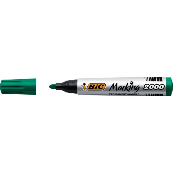 Marker Permanent BIC 2000, Varf Rotund de 1.7 mm, Cerneala Verde pe Baza de Alcool, Markere Permanente cu Varf Rotund, Marker Permanent Verde, Marker Permanent cu Cerneala Verde, Marker Permanent, Marker Permanent cu Cerneala Verde