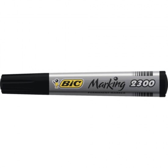 Marker Permanent BIC 2300, Varf Tesit de 3-5 mm, Cerneala Neagra pe Baza de Alcool, Markere Permanente cu Varf Tesit, Marker Negru, Markere Negre, Marker cu Cerneala Neagra, Marker Permanent, Marker Permanent Negru, Marker cu Cerneala Neagra