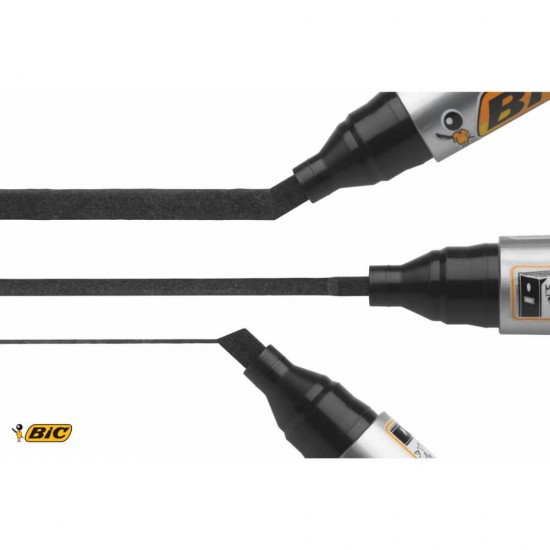 Marker Permanent BIC 2300, Varf Tesit de 3-5 mm, Cerneala Neagra pe Baza de Alcool, Markere Permanente cu Varf Tesit, Marker Negru, Markere Negre, Marker cu Cerneala Neagra, Marker Permanent, Marker Permanent Negru, Marker cu Cerneala Neagra
