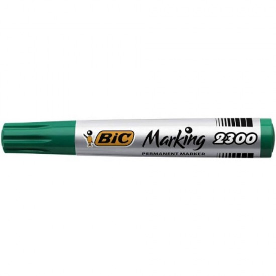 Marker Permanent BIC 2300, Varf Tesit de 3-5 mm, Cerneala Verde pe Baza de Alcool, Markere Permanente cu Varf Tesit, Marker Permanent Verde, Marker Permanent cu Cerneala Verde, Marker Permanent, Marker Permanent cu Cerneala Verde