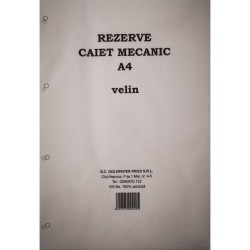 Rezerva Caiet Mecanic A4 Velin GOLDPAPER, 100 Coli/Top, Top Foi Veline, Rezerve Foi Caiet, Foi Veline, Rezerve Foi Veline A4, Rezerva Caiet Mecanic A4, File pentru Caiet Mecanic
