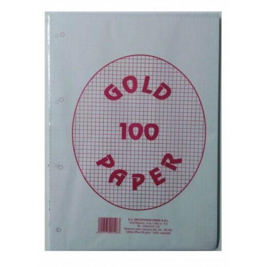 Rezerva Caiet Mecanic A5 Matematica GOLDPAPER, 100 Coli/Top, 55 g/mÂ², Top Foi Matematica, Rezerve Foi Caiet, Foi Aritmetica, Rezerve Foi Aritmetica A5, Rezerva Caiet Mecanic A5, File Caiet Mecanic
