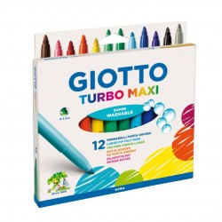 Carioca Lavabila, Varf 5mm, 12 Culori/blister, Giotto Turbo Maxi