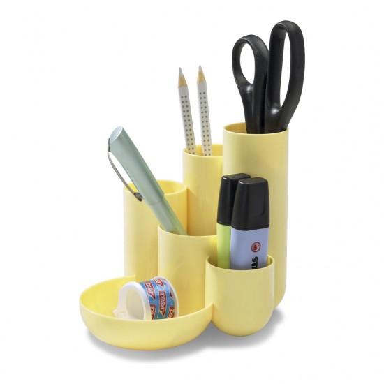 Suport Pentru Instrumente De Scris Han Campus, 5 Compartimente - Galben Pastel