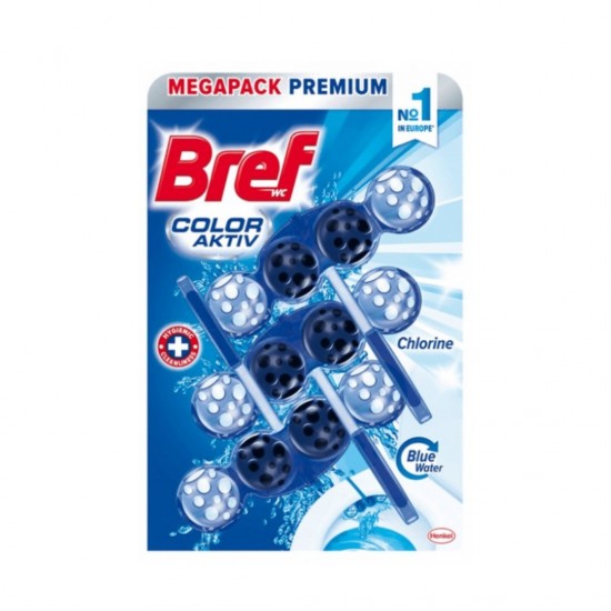 Bref Power Aktiv Chlorine, Odorizant Solid Pentru Toaleta, Bilute - 3 X 50 Grame/blister