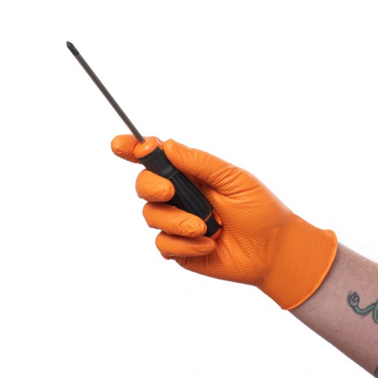 Manusi Nitril Emka, 7.0, 100 Buc/cutie, Pentru Industria Automotive - Portocalii - Marime L